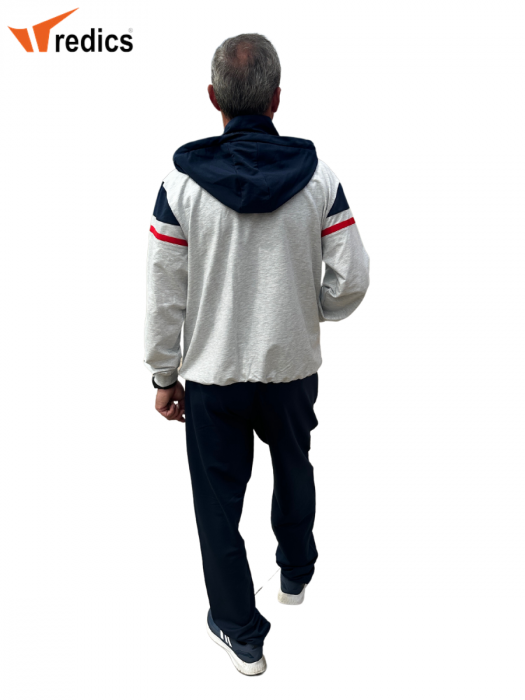 Trening REDICS pentru barbati din bumbac, 2 piese,  Tracksuit 210002, gri deschis- bleomarin si rosu cu gluga [4]