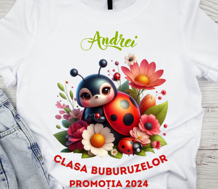 Tricou absolvire elevi clasa 4 sau gradinita Clasa buburuzelor cu text sau poze ABS1068 [3]