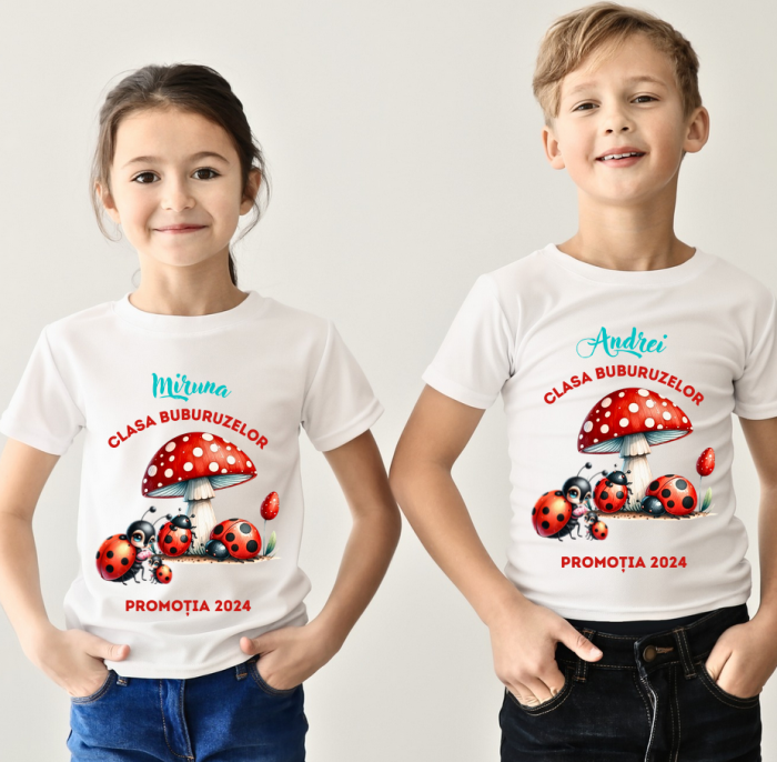 Tricou absolvire elevi clasa 4 sau gradinita Clasa buburuzelor cu text sau poze ABS1069 [2]