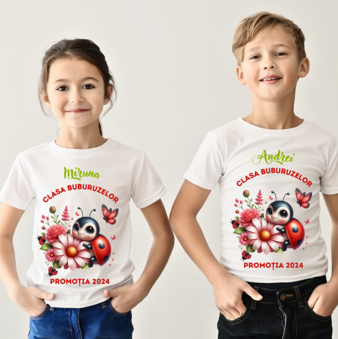 Tricou absolvire elevi clasa 4 sau gradinita Clasa buburuzelor cu text sau poze ABS1070 [4]
