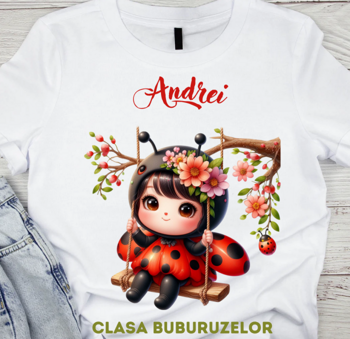 Tricou absolvire elevi clasa 4 sau gradinita Clasa buburuzelor cu text sau poze ABS1071 [1]