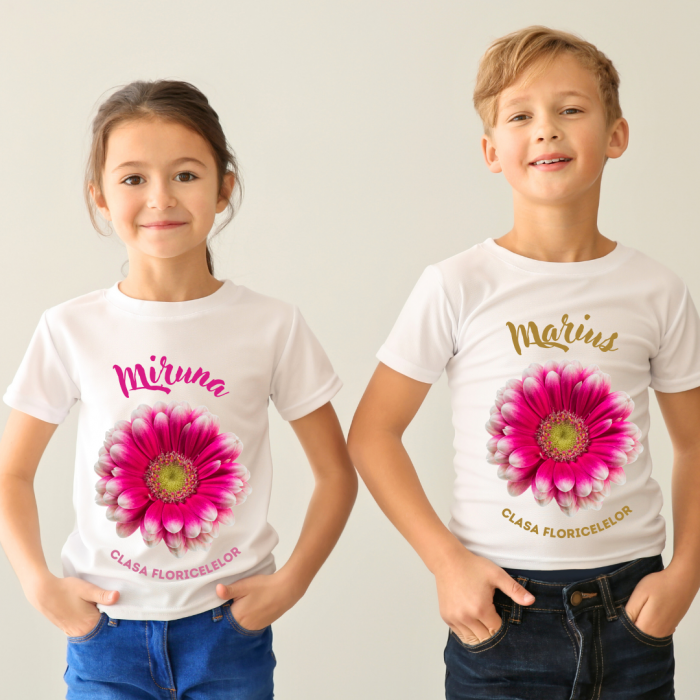 Tricou absolvire elevi clasa 4 sau gradinita Clasa Floricelelor cu text sau poze ABS1041 [3]