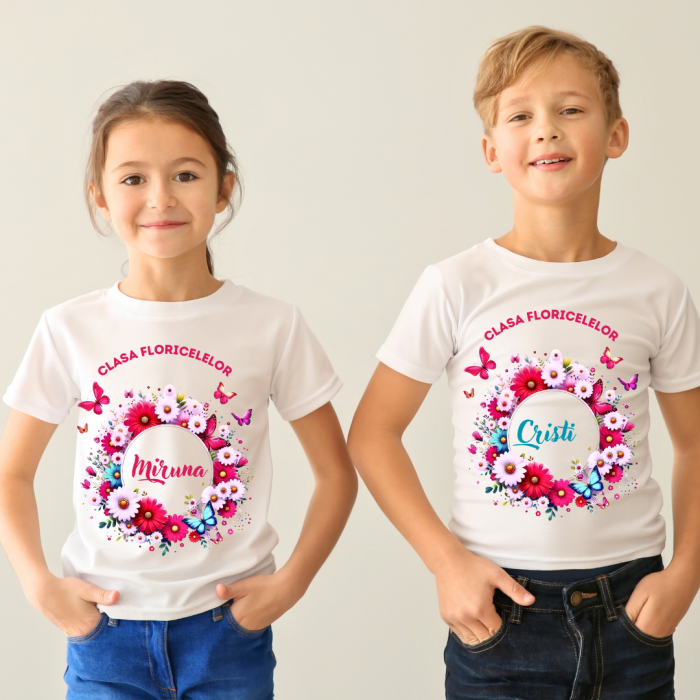 Tricou absolvire elevi clasa 4 sau gradinita Clasa Floricelelor cu text sau poze ABS1053 [2]