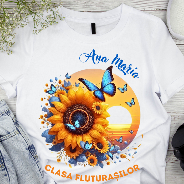 Tricou absolvire elevi clasa 4 sau gradinita Clasa fluturasilor cu text sau poze ABS1062 [1]