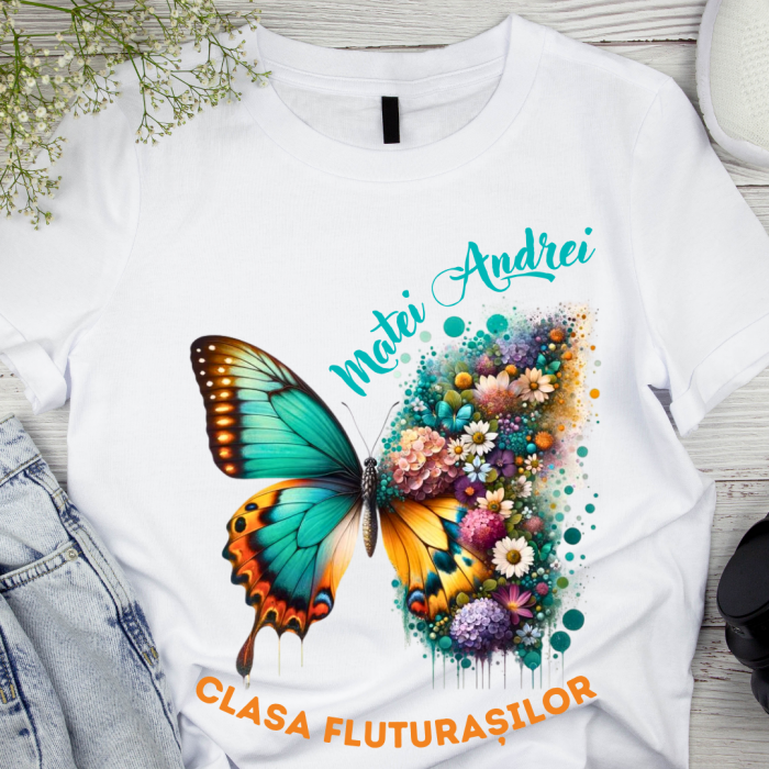 Tricou absolvire elevi clasa 4 sau gradinita Clasa fluturasilor cu text sau poze ABS1063 [1]