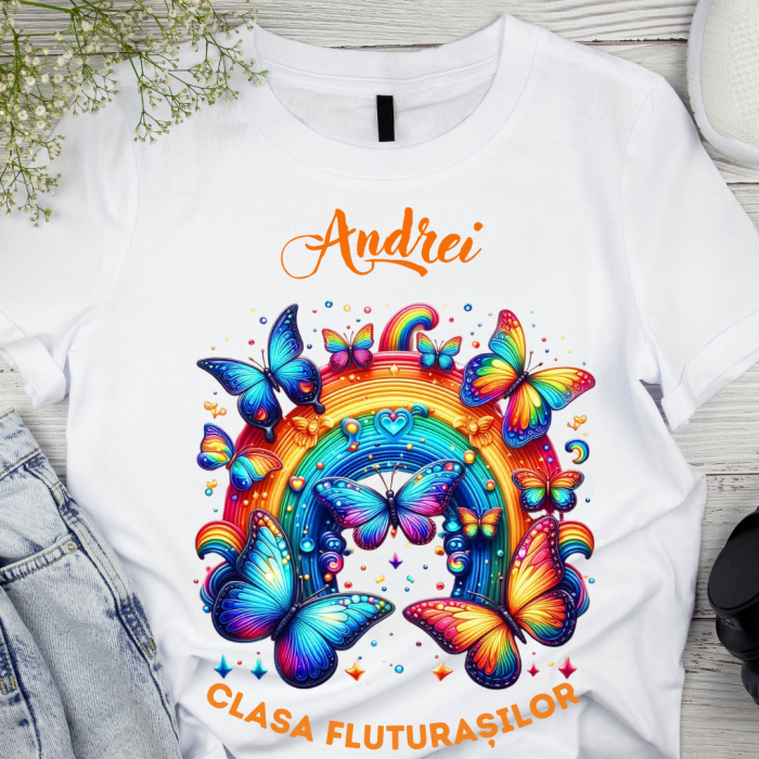 Tricou absolvire elevi clasa 4 sau gradinita Clasa fluturasilor cu text sau poze ABS1065 [1]