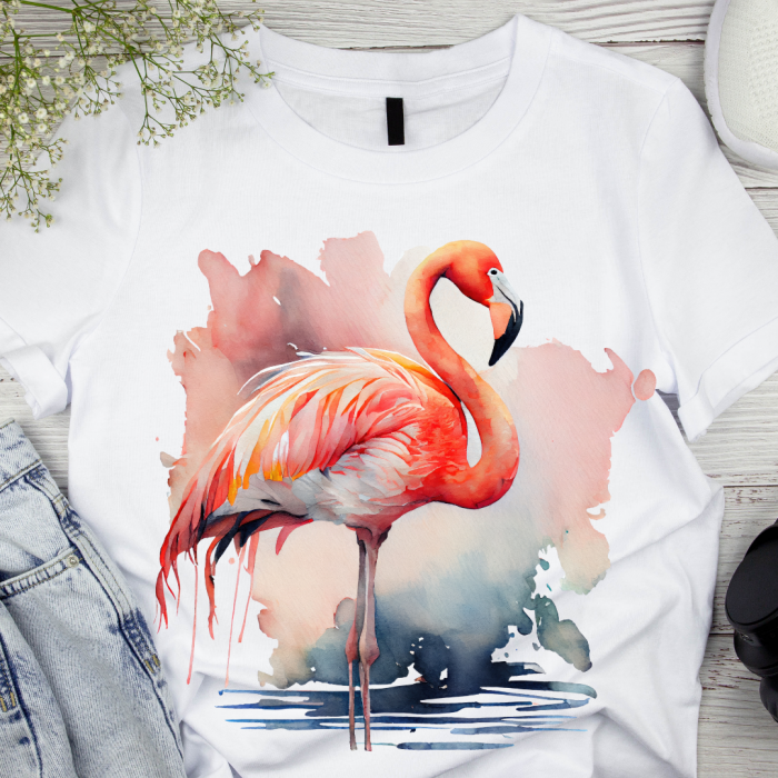 Tricou pentru copii din bumbac model Flamingo personalizat cu nume  sau poza preferata TC5030 [1]