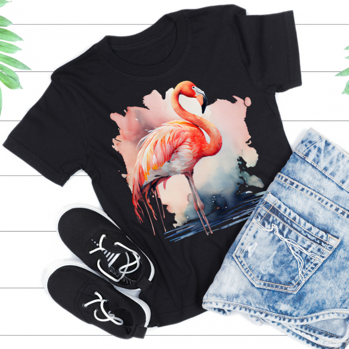 Tricou pentru copii din bumbac model Flamingo personalizat cu nume  sau poza preferata TC5030 [2]