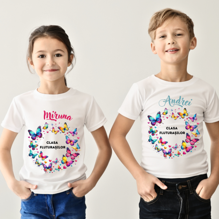 Tricou absolvire elevi clasa 4 sau gradinita Clasafluturasilor cu text sau poze ABS1060 [3]
