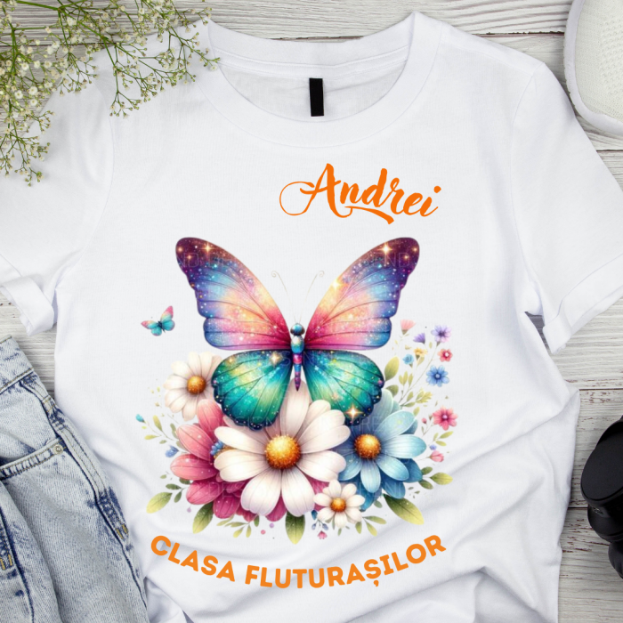 Tricou absolvire elevi clasa 4 sau gradinita Clasa fluturasilor cu text sau poze ABS1061 [1]