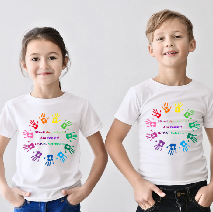 Tricou absolvire maini de copii pictate pentru  educatoare, elevi clasa 4 sau gradinita ABS10908 [2]