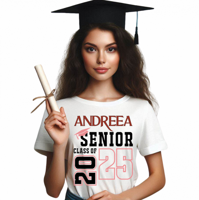 Tricou absolvire personalizat pentru elevi liceu sau  gimnaziala cu toca ABS1138 [1]