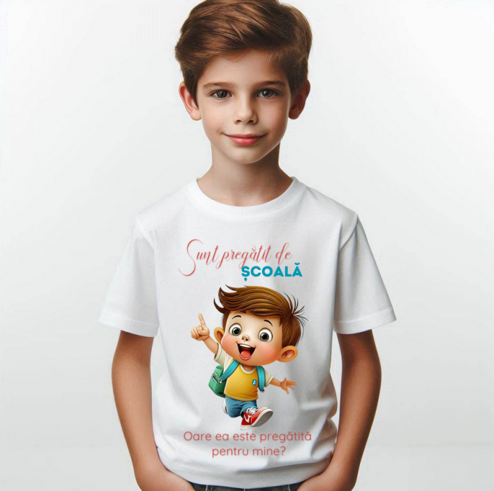 Tricou alb  Back to school prima zi de gradinita scoala din bumbac ABS11221 [2]