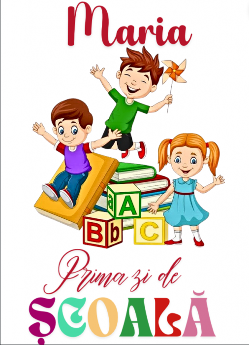 Tricou alb  Back to school prima zi de gradinita scoala din bumbac ABS11227 [2]
