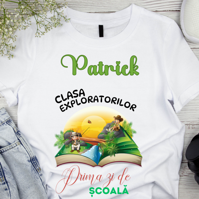 Tricou alb  Back to school prima zi de gradinita scoala din bumbac ABS11235 [1]