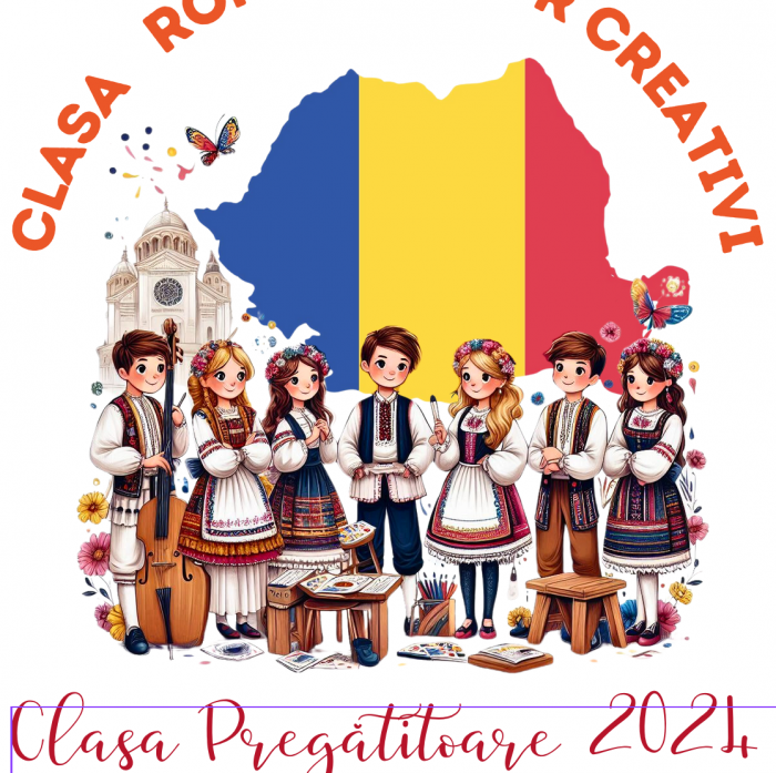 Tricou alb  Clasa Romanasilor creativi Back to school prima zi de gradinita  din bumbac ABS11330 [4]
