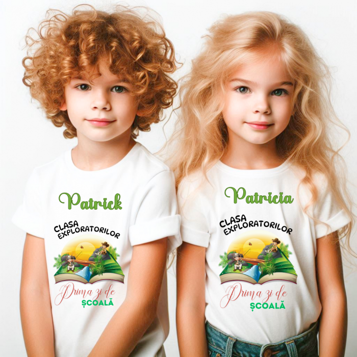 Tricou alb  Back to school prima zi de gradinita scoala din bumbac ABS11235 [2]