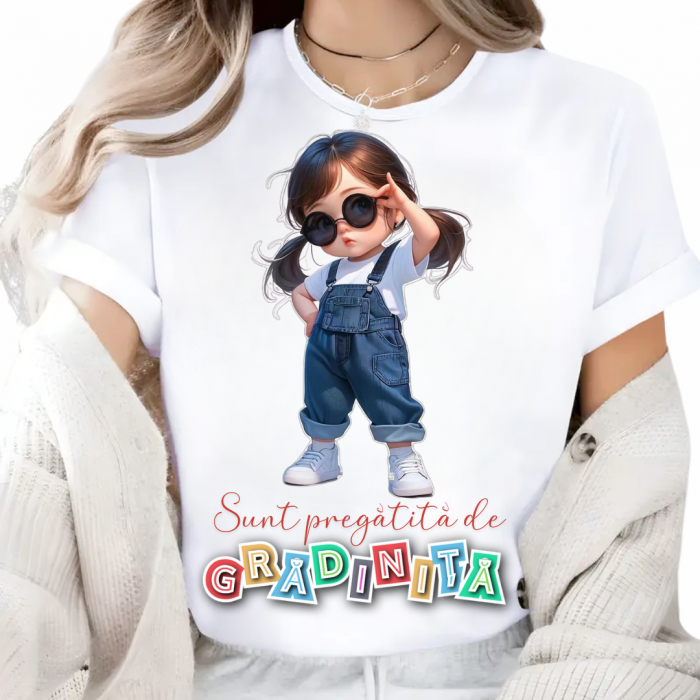 Tricou alb Back to school prima zi de scoala din bumbac [1]