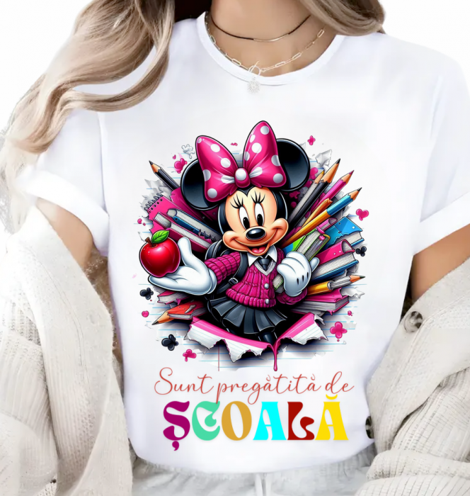 Tricou alb Back to school prima zi de scoala din bumbac [1]