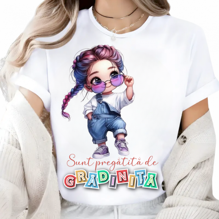 Tricou alb Back to school prima zi de scoala din bumbac [1]
