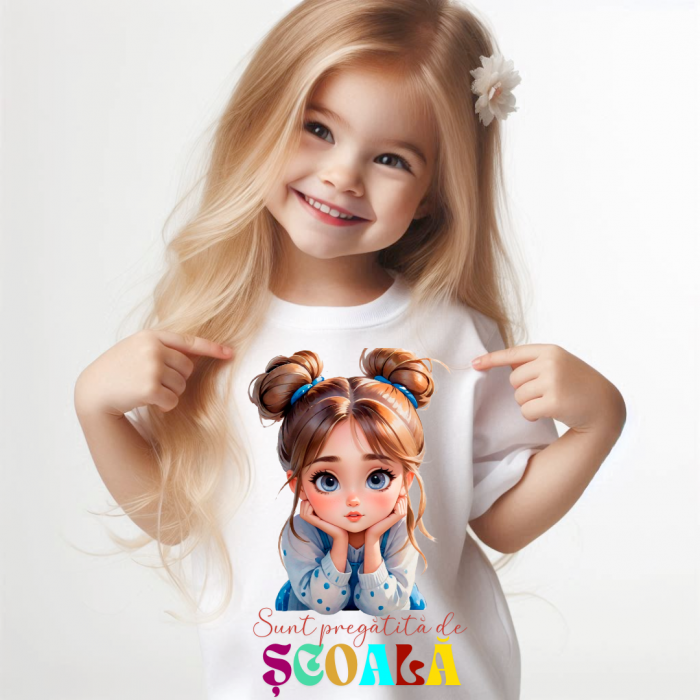 Tricou alb Back to school prima zi de scoala din bumbac [1]