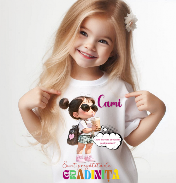 Tricou alb Back to school prima zi de scoala din bumbac [1]
