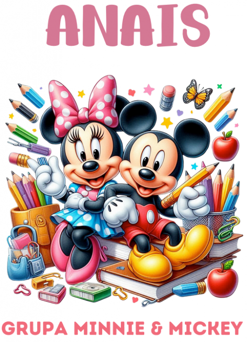 Tricou alb Clasa lui Minnie si Mickey Mouse la scoala din bumbac ABS116.3 [3]