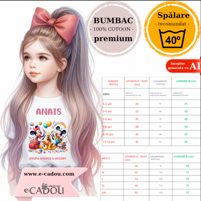 Tricou alb Clasa lui Minnie si Mickey Mouse la scoala din bumbac ABS116.4 [2]