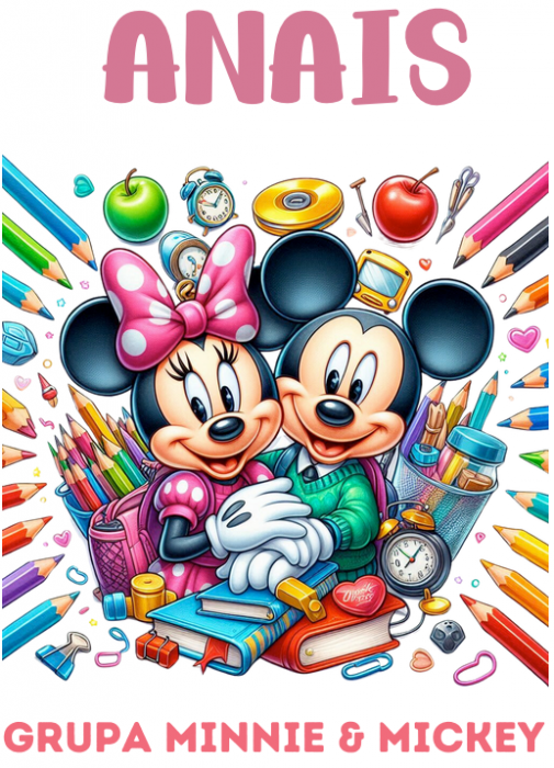 Tricou alb Clasa lui Minnie si Mickey Mouse la scoala din bumbac ABS116.5 [3]
