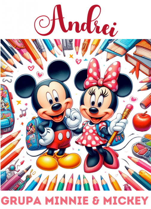 Tricou alb Clasa lui Minnie si Mickey Mouse la scoala din bumbac ABS116.6 [4]
