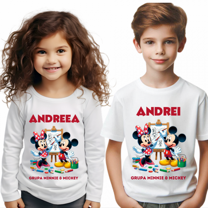 Tricou alb Clasa lui Minnie si Mickey Mouse ora de desen din bumbac ABS116.7 [1]