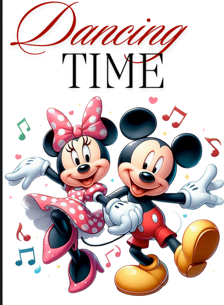 Tricou alb Clasa lui Minnie si Mickey Mouse dancing time din bumbac ABS116.10 [3]
