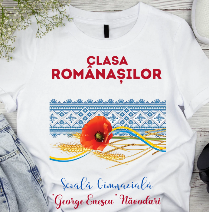 Tricou alb Clasa romanasilor prima zi de gradinita sau scoala din bumbac ABS1133 [2]