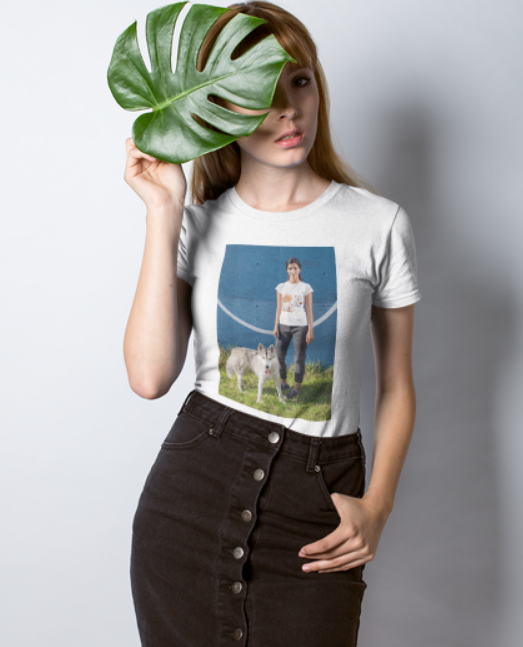 Tricou alb femei personalizat cu o poză și text [2]