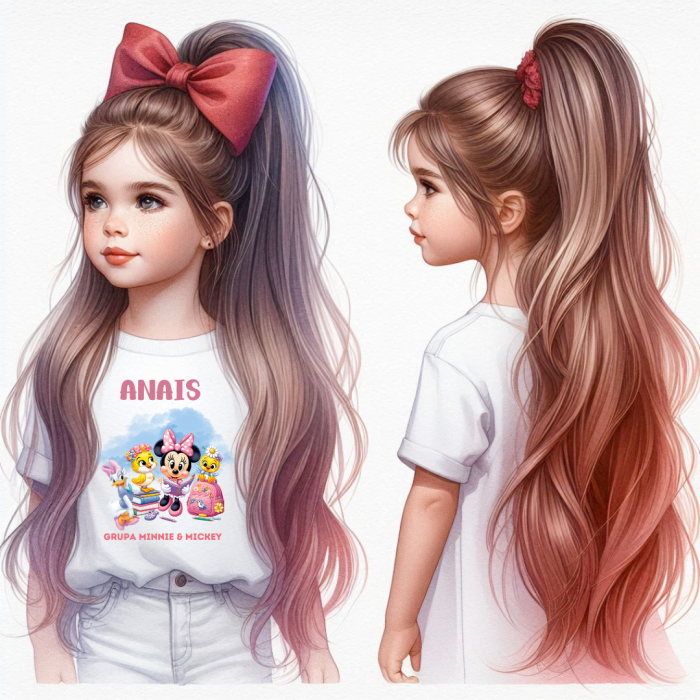Tricou alb Clasa lui Minnie si Mickey Mouse la scoala din bumbac ABS116.1 [1]