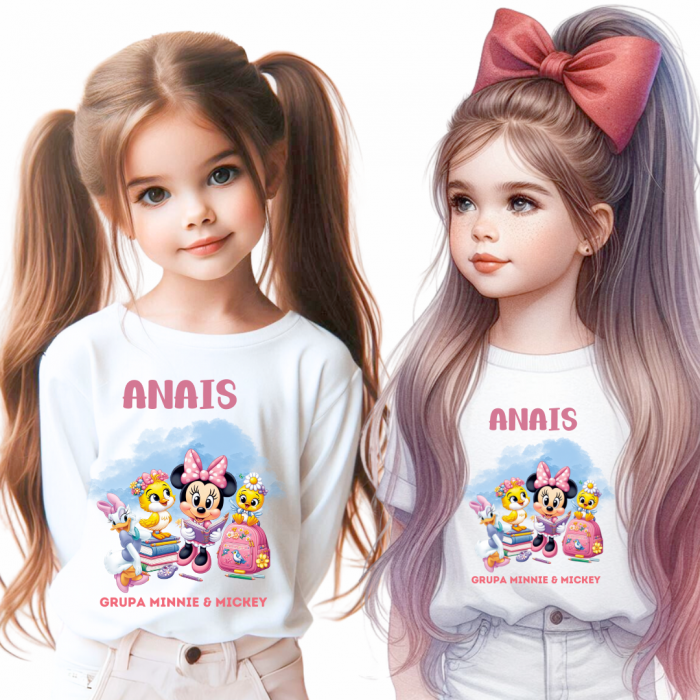 Tricou alb Clasa lui Minnie si Mickey Mouse la scoala din bumbac ABS116.1 [4]