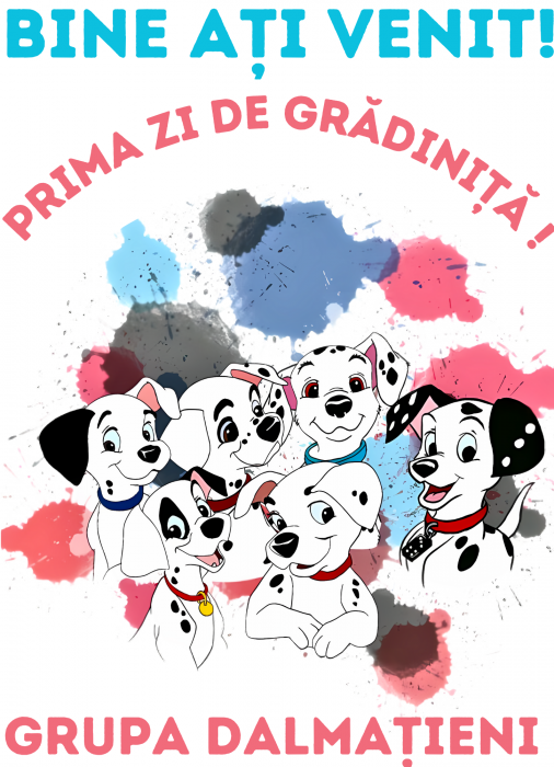 Tricou alb GRUPA Dalmatienilor prima zi de gradinita  din bumbac ABS1135.8 [2]