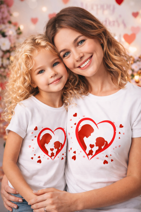 Tricou aniversar  8 martie ziua mamei pentru copii  si mamici alb din bumbac MAR1011 [2]