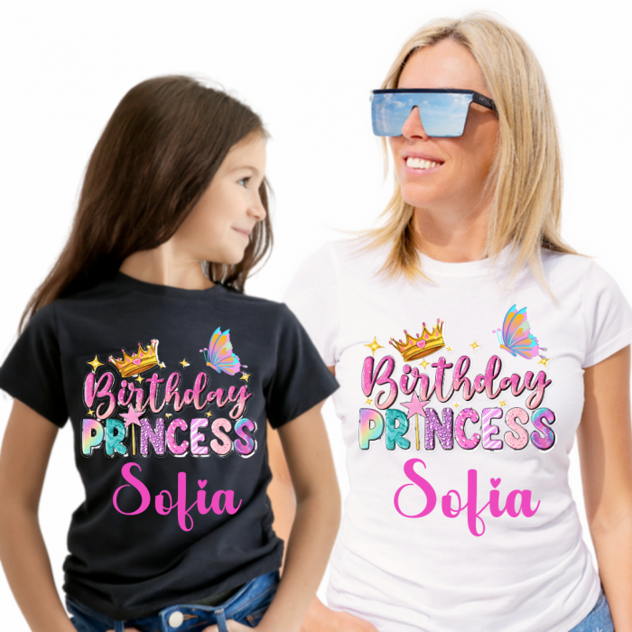 Tricou personalizat aniversar Birthday Princess pentru copii din bumbac [1]