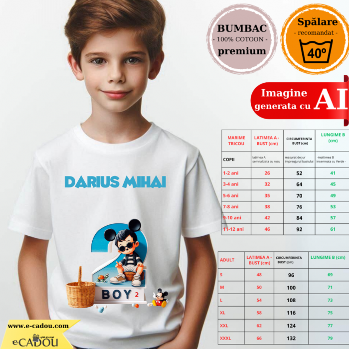 Tricou aniversar personalizat 2 ani cu Mickey Mouse  TAMM1013.3 [2]