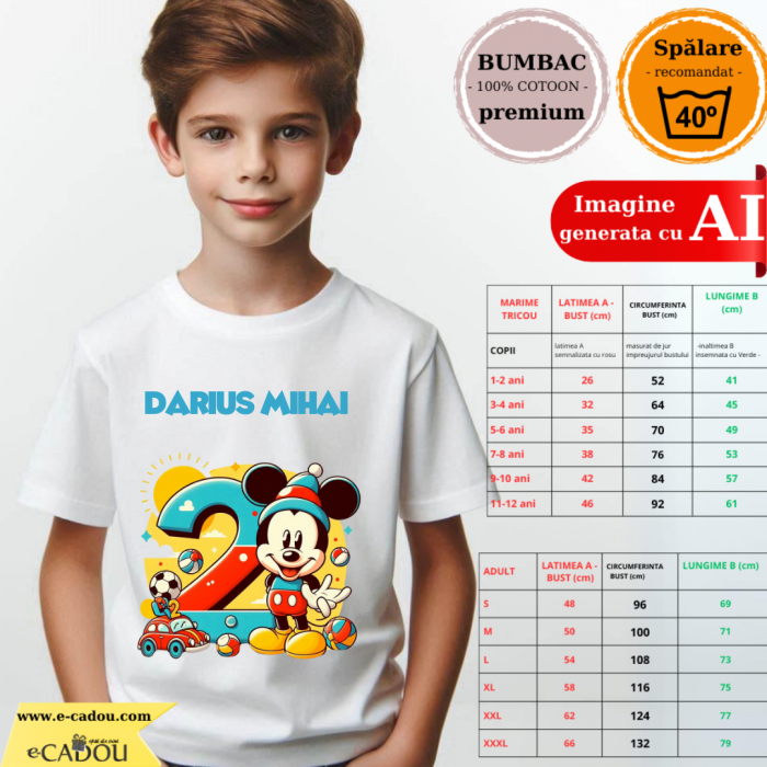 Tricou aniversar personalizat 2 ani cu Mickey Mouse  TAMM1013.5 [2]