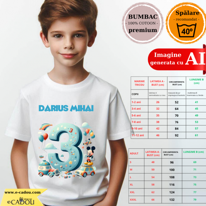 Tricou aniversar personalizat 3 ani cu Mickey Mouse  TAMM1013.8 [2]