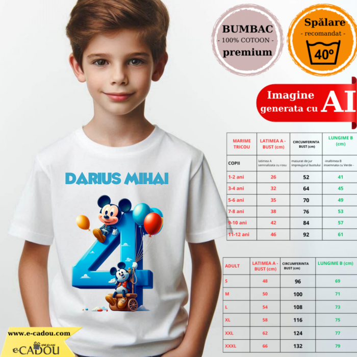 Tricou aniversar personalizat 4 ani cu Mickey Mouse  TAMM1013.9 [2]