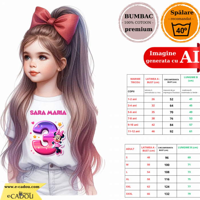 Tricou aniversar personalizat 3 ani cu Minnie Mouse  TAMM1012.7 [2]