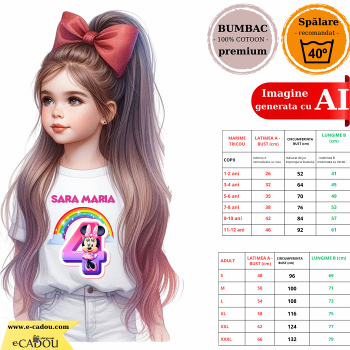 Tricou aniversar personalizat 4 ani cu Minnie Mouse  TAMM1012.8 [2]
