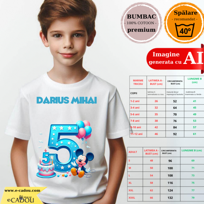 Tricou aniversar personalizat 5 ani cu Mickey Mouse  TAMM1013.11 [2]