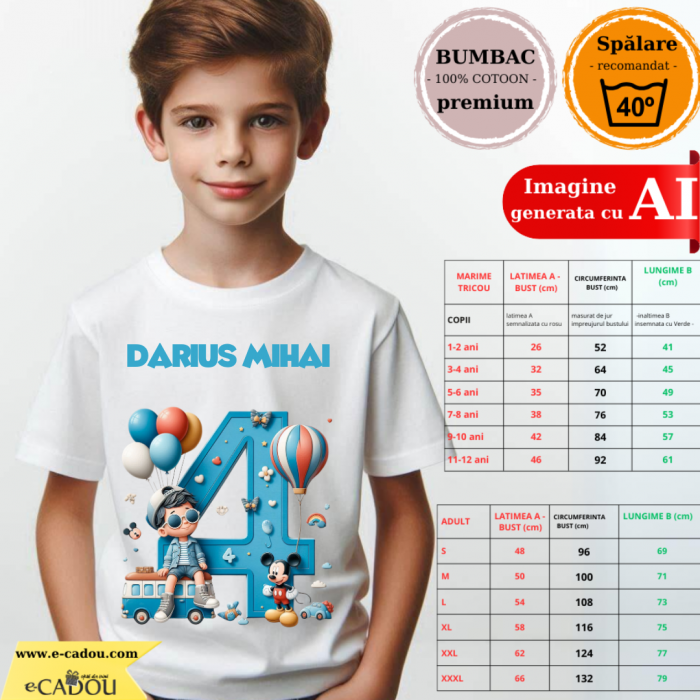 Tricou aniversar personalizat 4 ani cu Mickey Mouse  TAMM1013.10 [3]