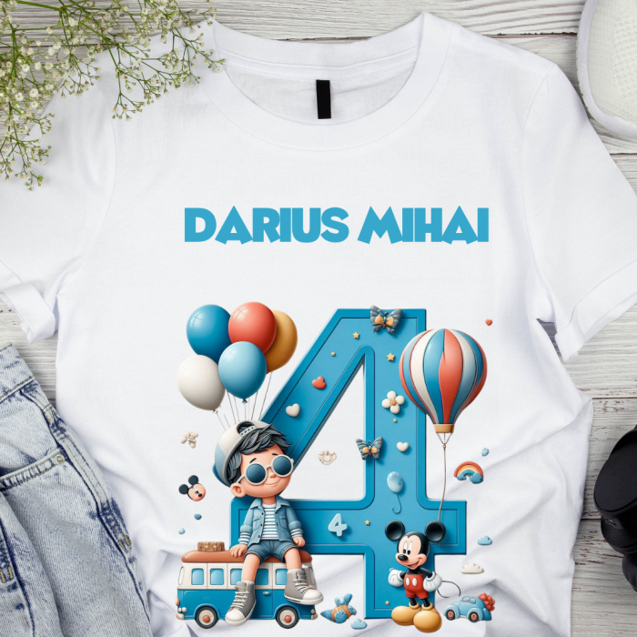 Tricou aniversar personalizat 4 ani cu Mickey Mouse  TAMM1013.10 [2]