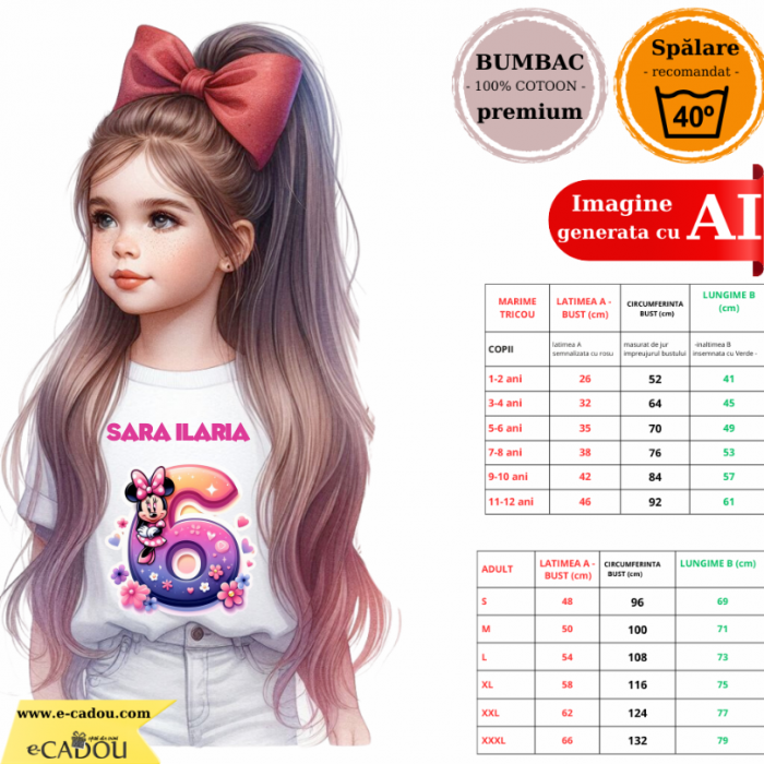 Tricou aniversar personalizat 6 ani cu Minnie Mouse  TAMM1012.10 [5]