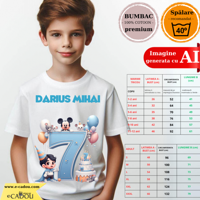 Tricou aniversar personalizat 7 ani cu Mickey Mouse  TAMM1013.14 [2]